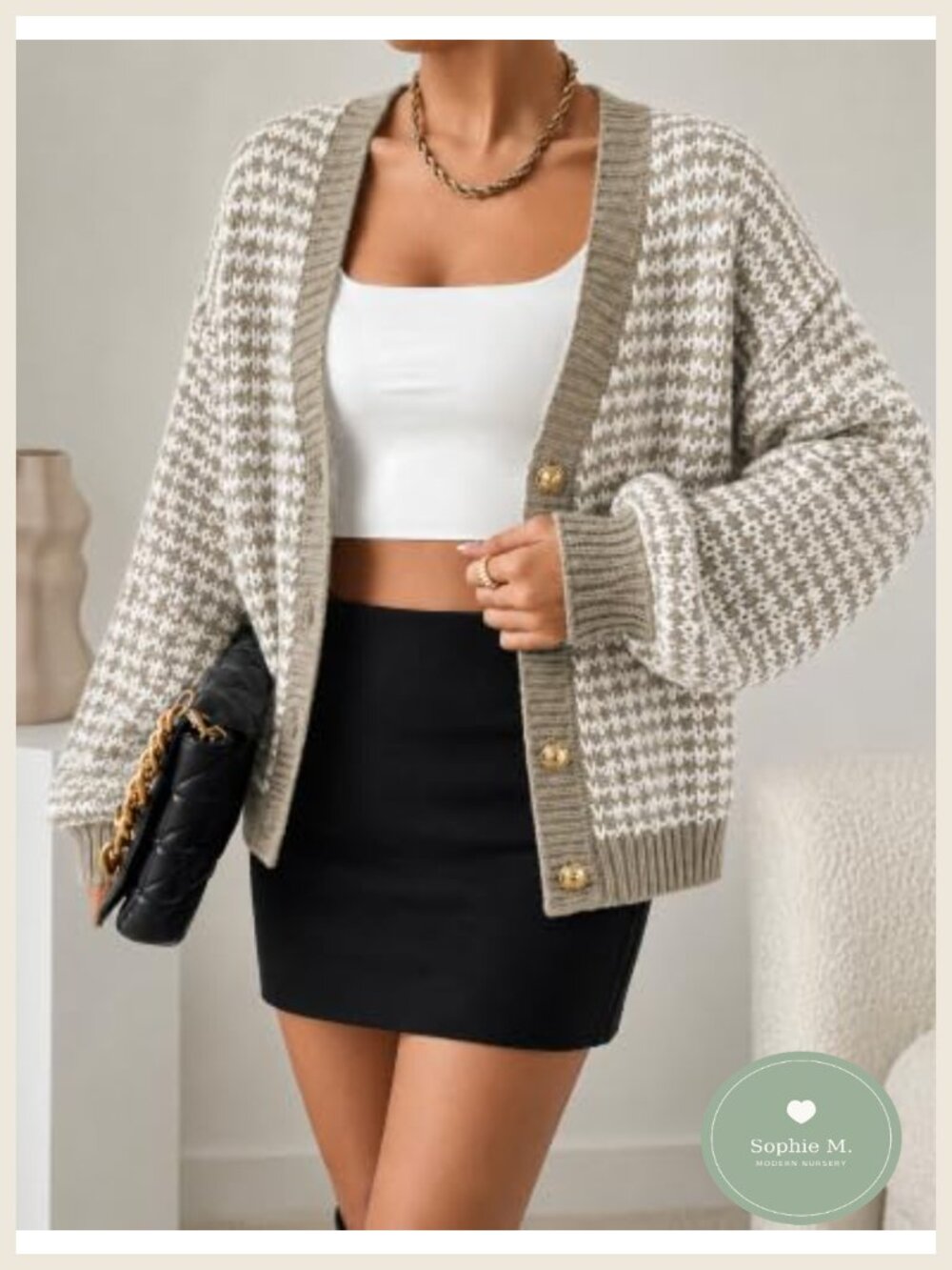 Chunky Knit Cardigan Women Cropped V Neck Button Front Fall Sweater - Picture 3 of 6